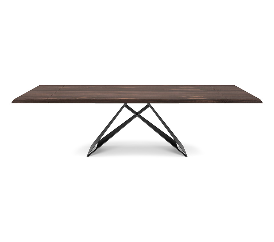 Tavolo allungabile Premier Wood Drive con base in acciaio e piano in legno