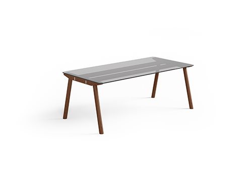 Tavolo DV911 con piano in gres e struttura in legno