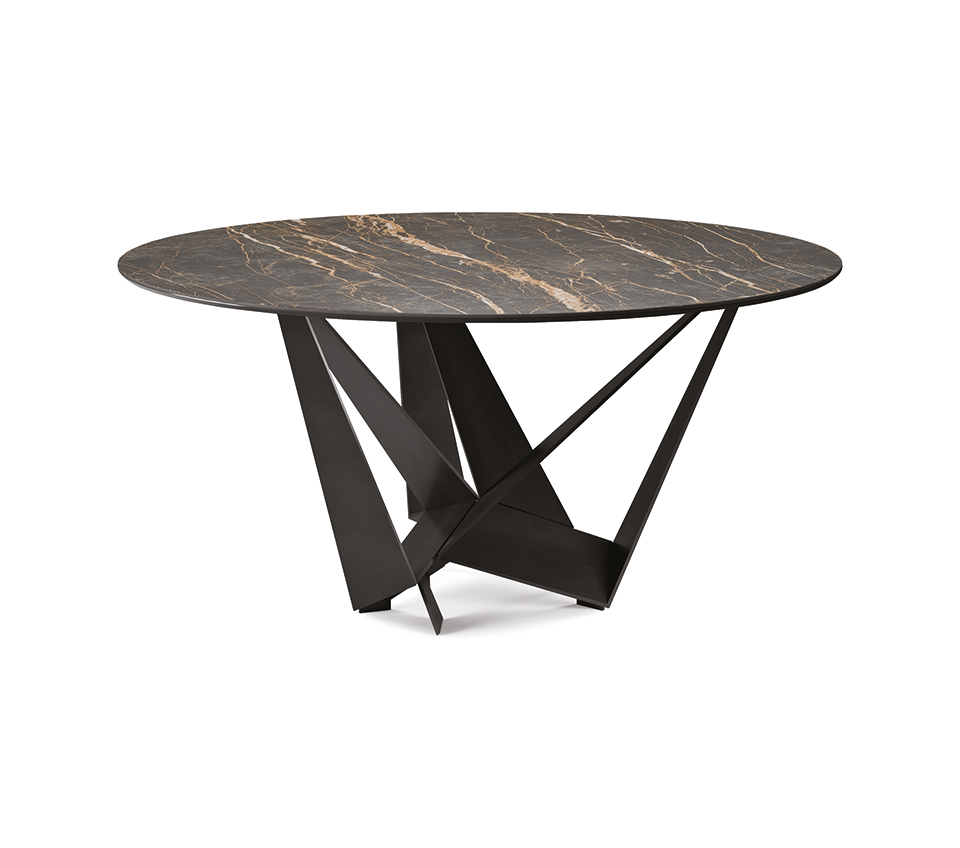 Tavolo Skorpio Keramik Round con base in acciaio e piano in ceramica