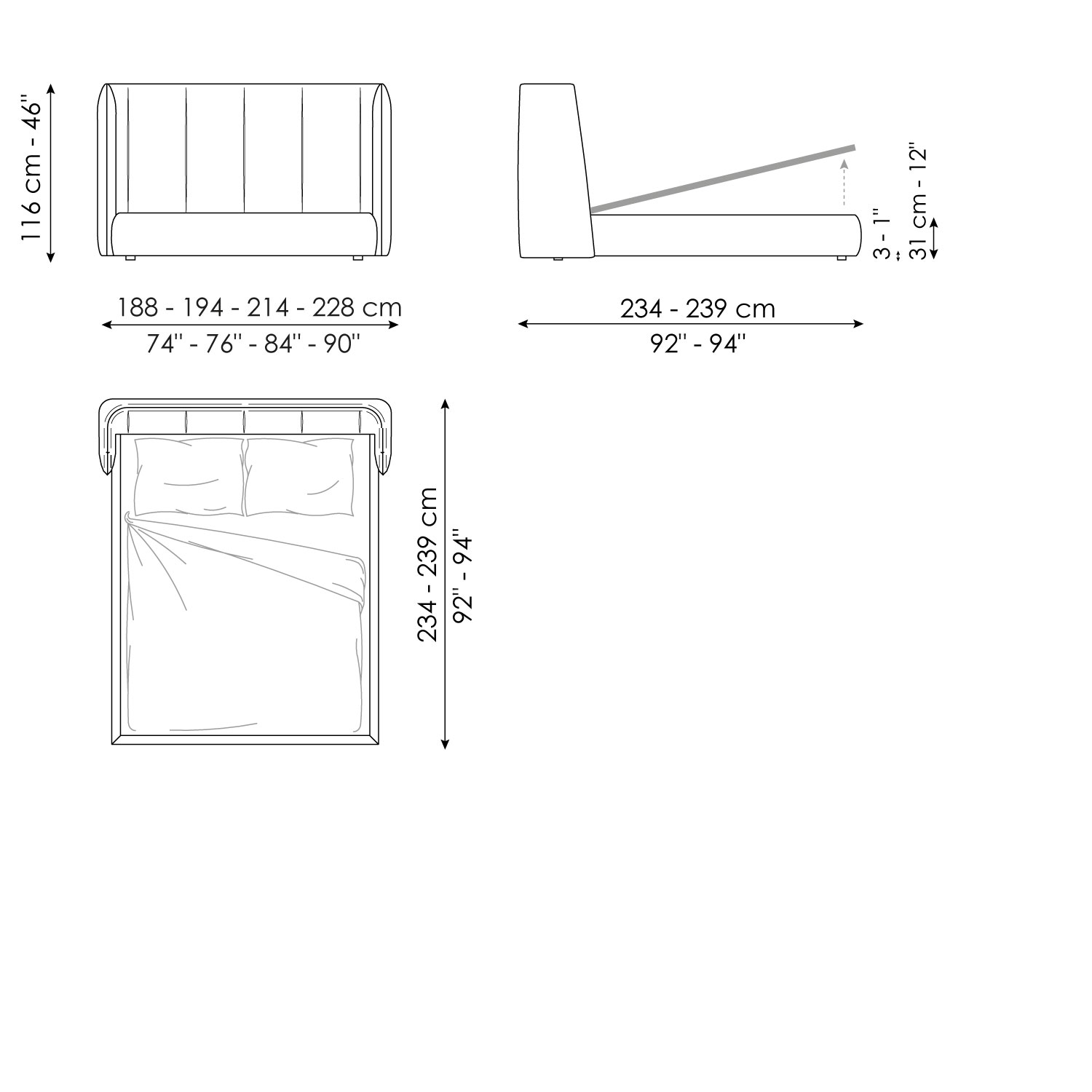 Letto matrimoniale Basket variante hi plus open Bonaldo