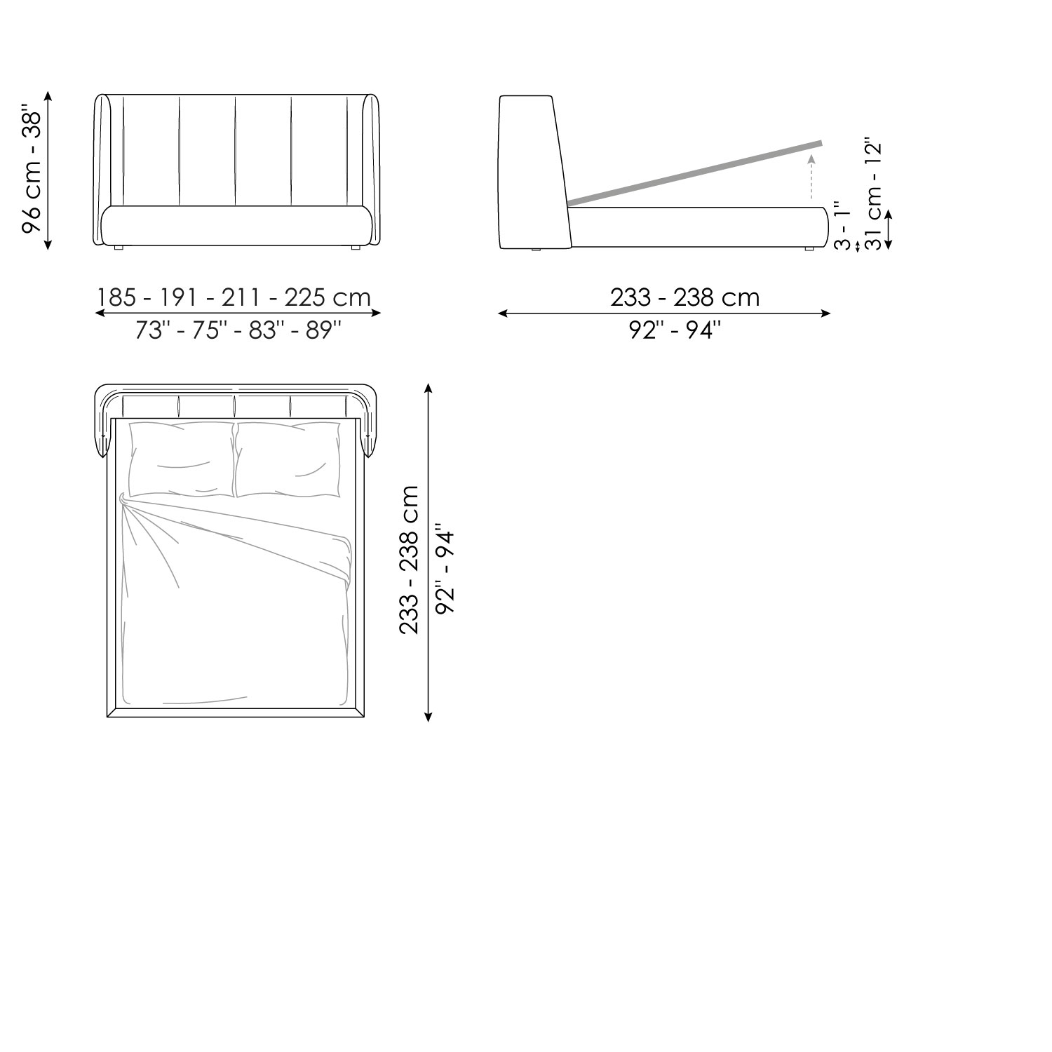 Letto matrimoniale Basket variante plus open Bonaldo