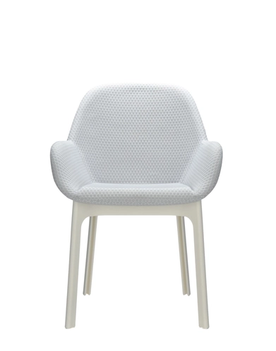 Poltroncina Clap Kartell vista frontale bianco e grigio
