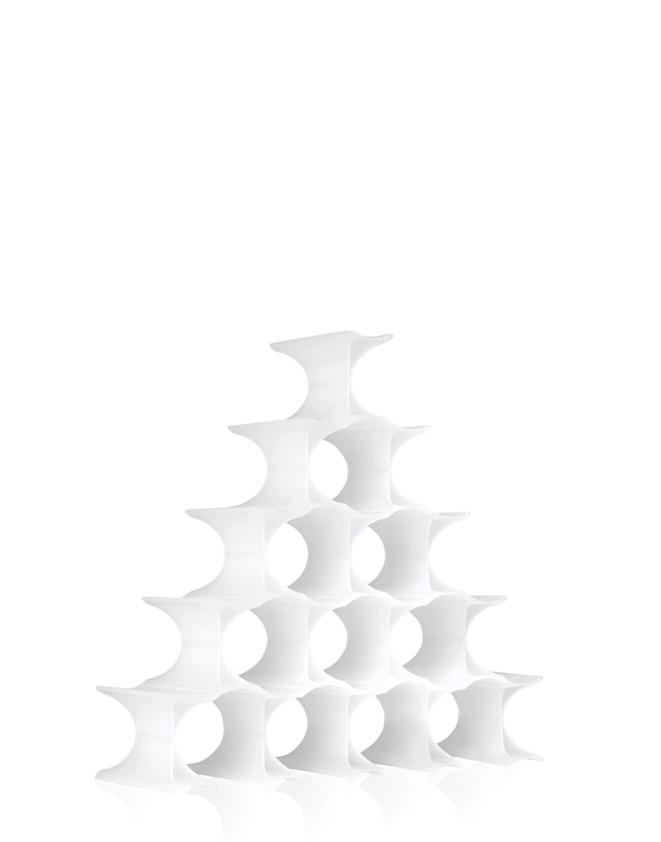 Dettaglio portabottiglie Kartell Infinity con elementi agganciabili color opalino