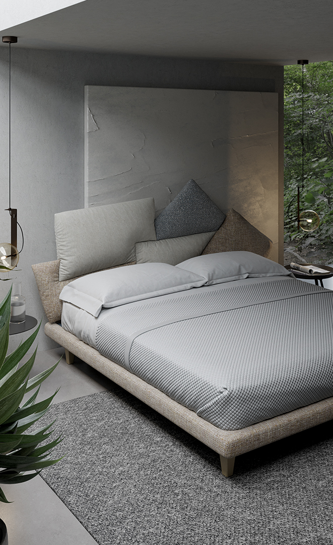 Letto imbottito moderno Picabia Bonaldo con rivestimento sfoderabile