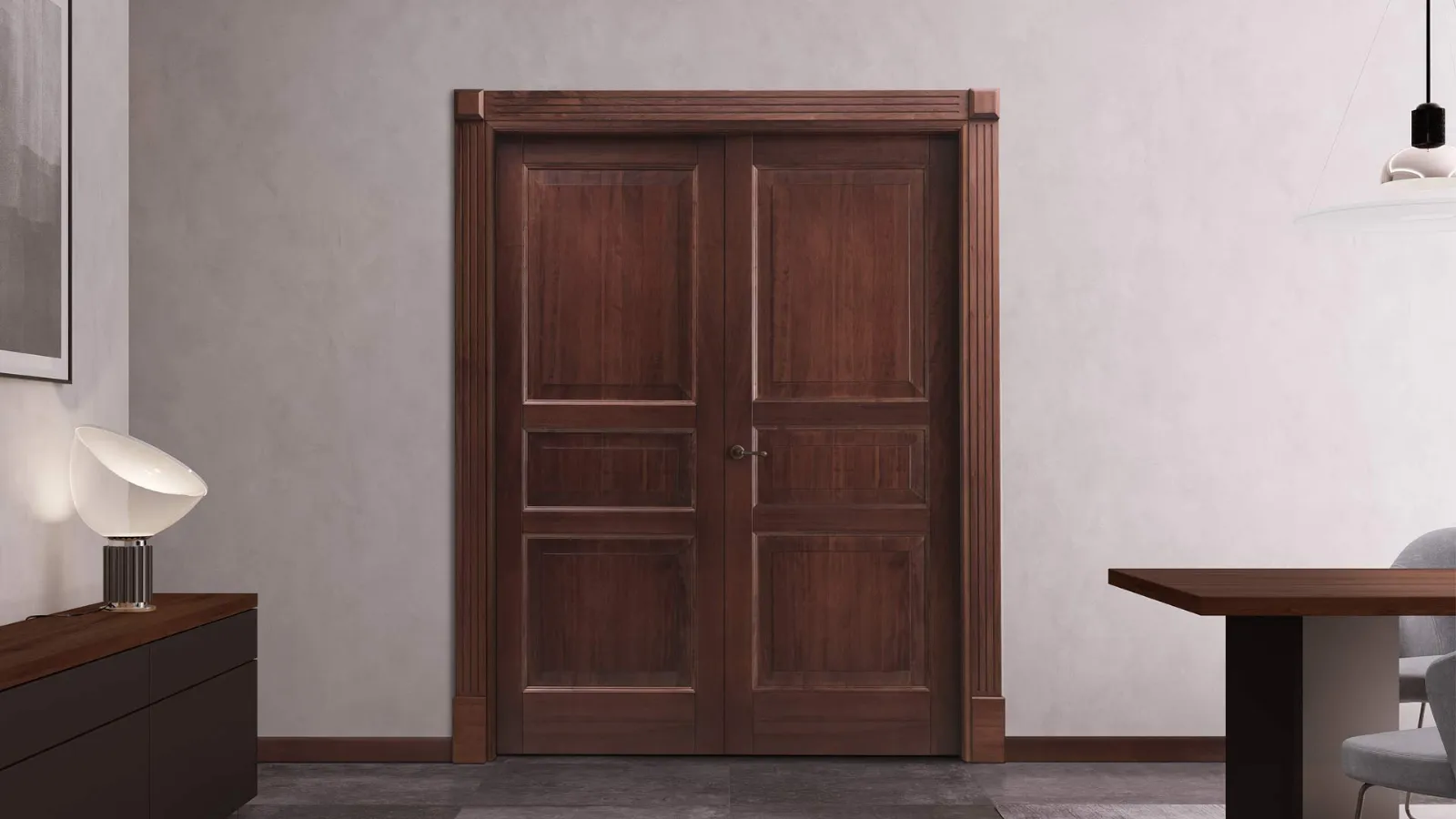 Porta in legno massello con finitura Rovere Noce