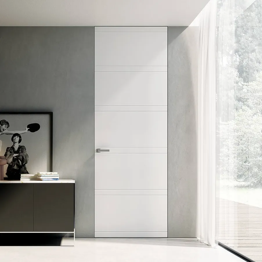 Porta filo muro Minima con telaio in alluminio e vetro