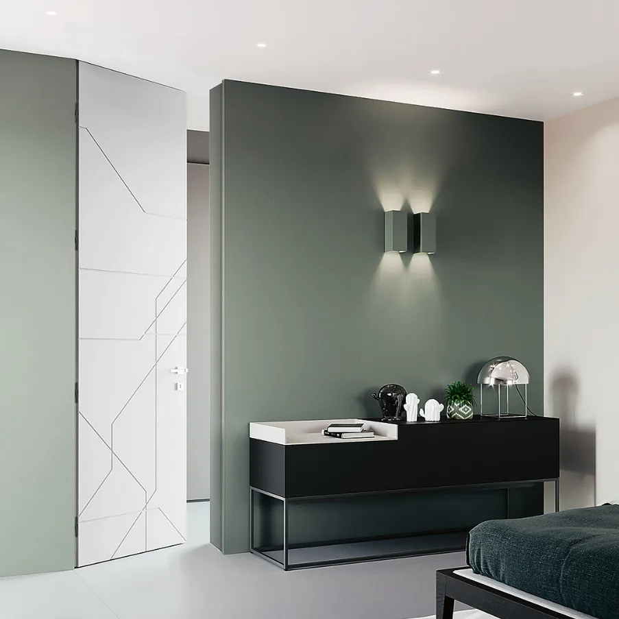 Porta interna di design MetroMap con vetro e finiture laccate