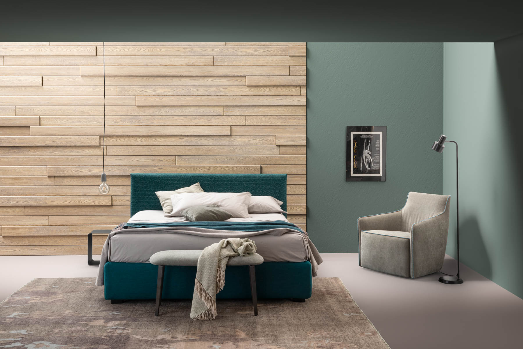 Letto imbottito Plain Samoa Divani vista totale