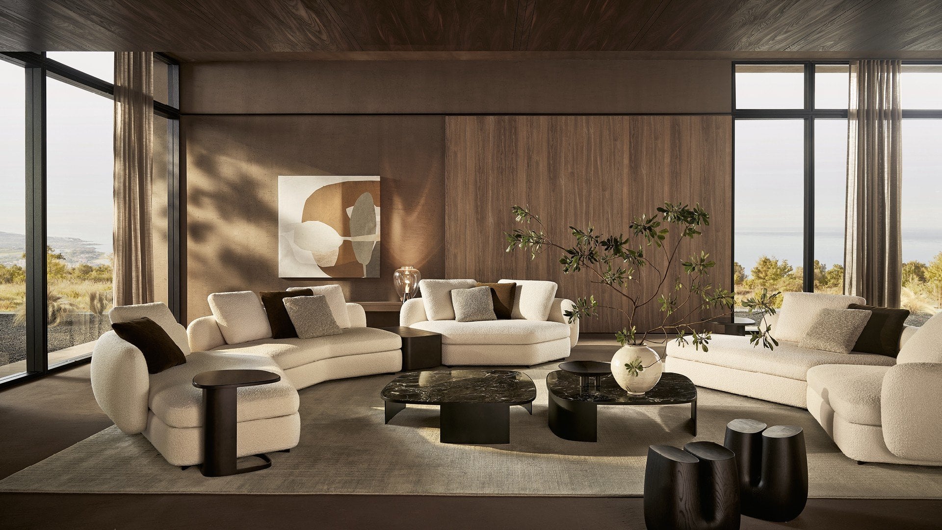 Divano Saint-Germain Poliform ambientato in soggiorno moderno
