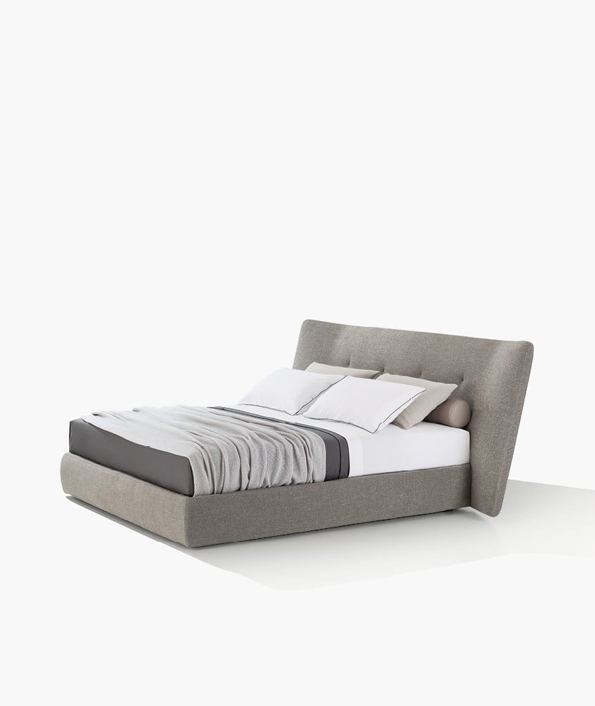 Letto Rever Poliform con testata capitonné in tessuto