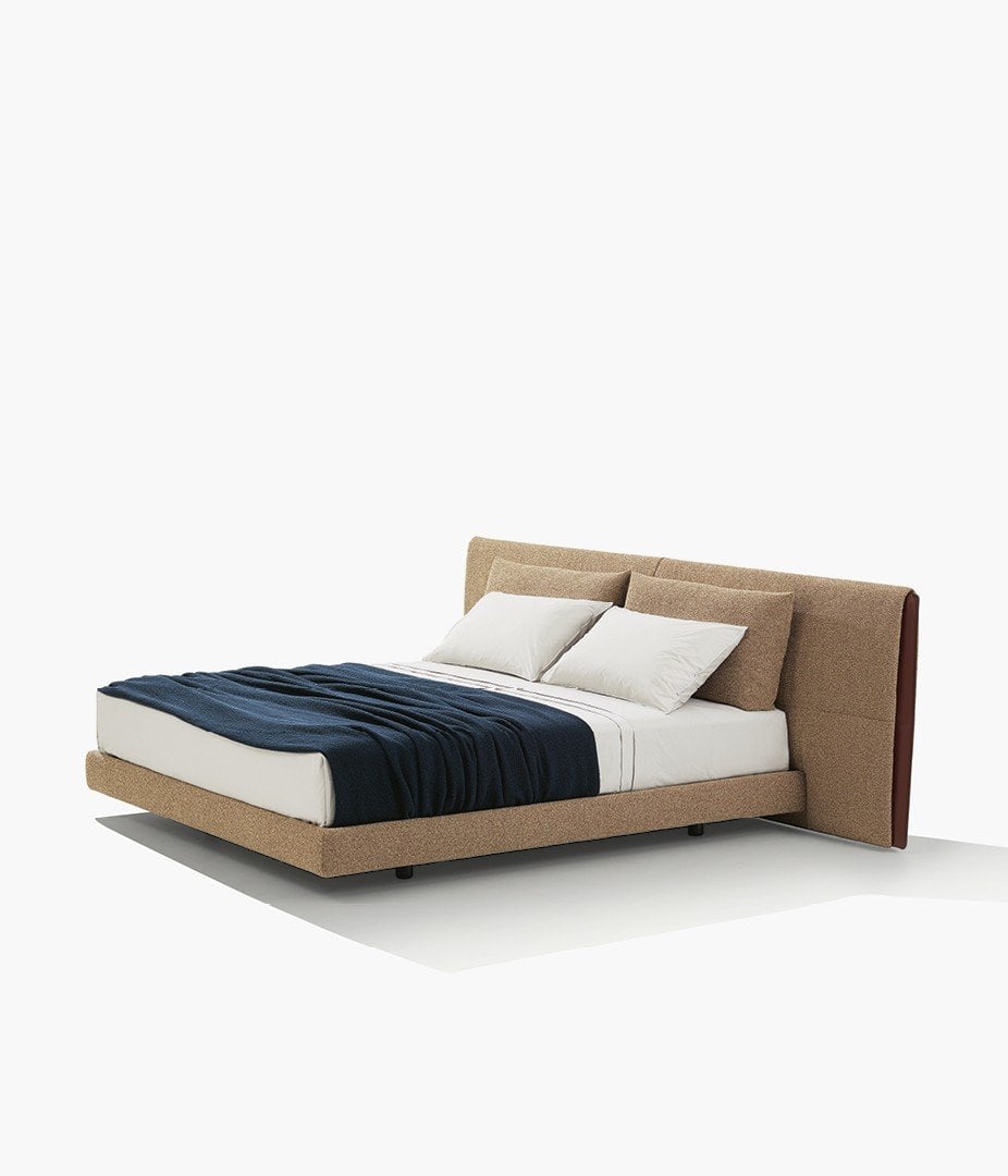 Letto imbottito Yume con testata morbida e rivestimento in tessuto