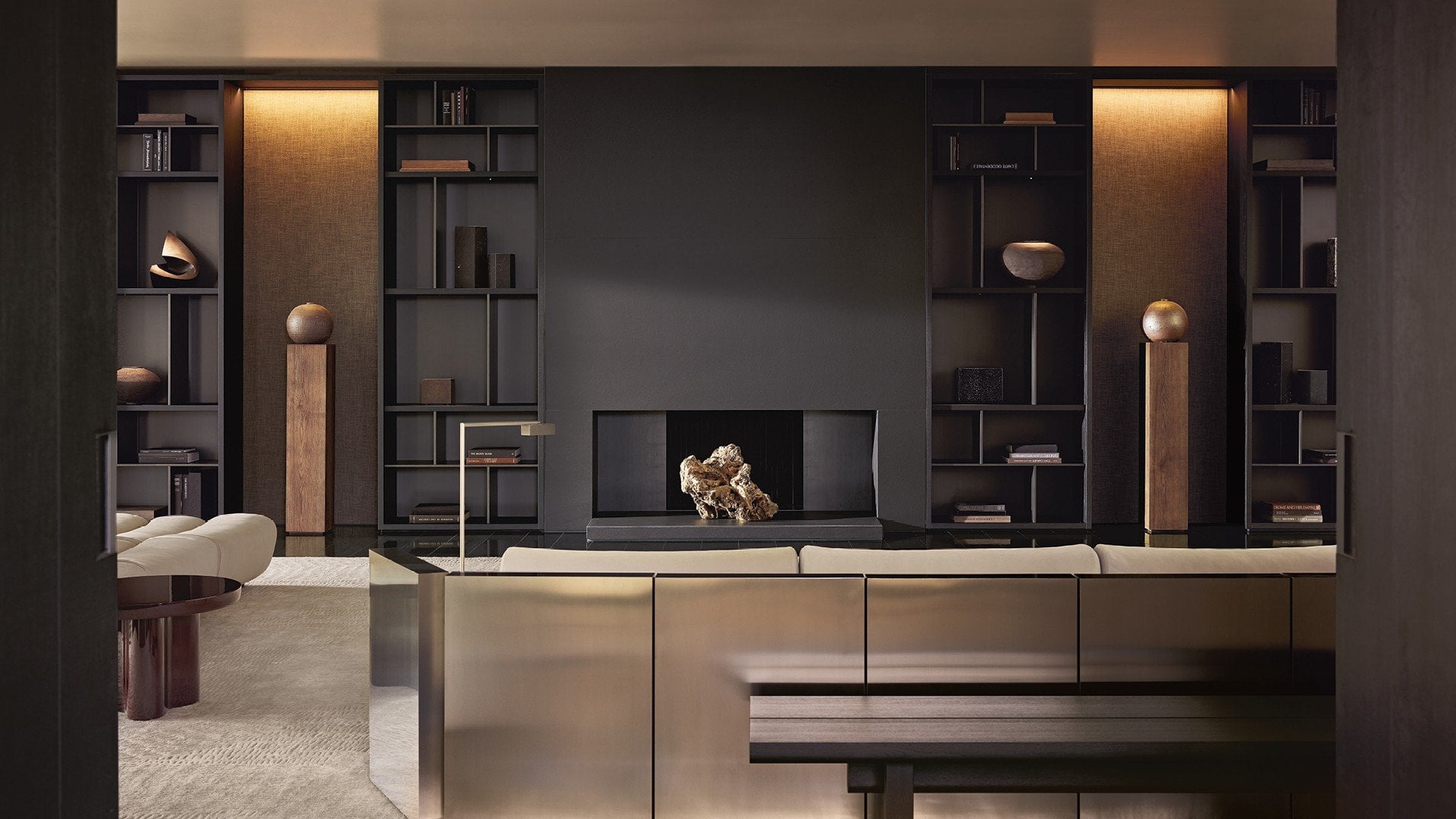Particolare dei materiali e finiture del Wall System Poliform