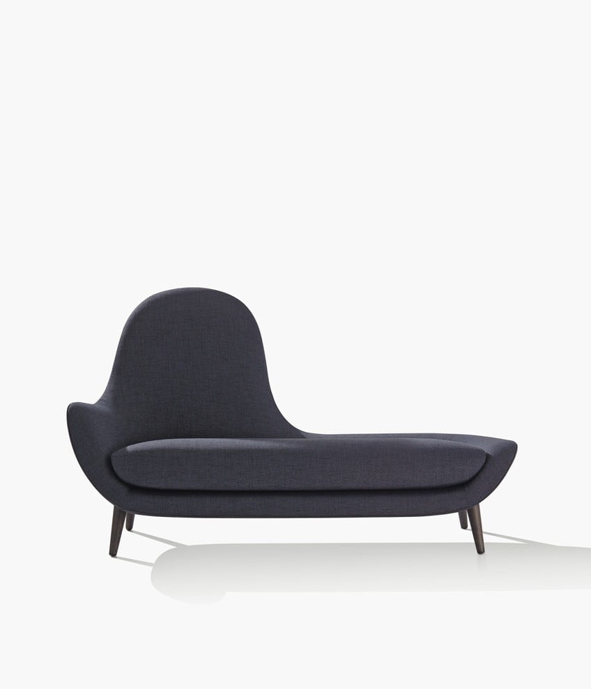 Poltrona Mad Chaise Longue con gambe in legno massello olmo nero