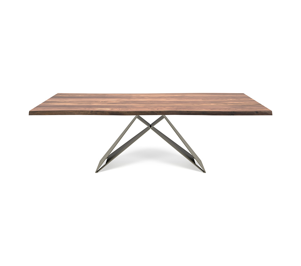Tavolo Premier Wood con base in acciaio e piano in legno massello