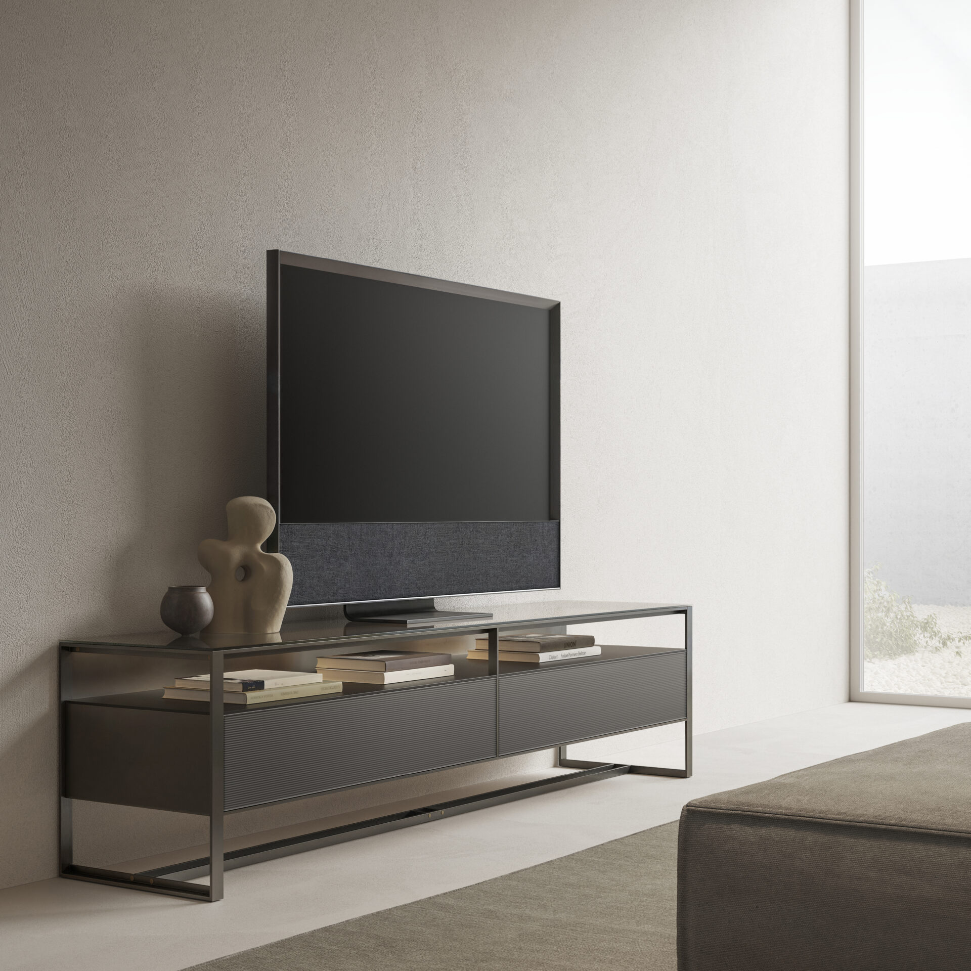Dettaglio del Mobile TV Rialto con materiali e finiture