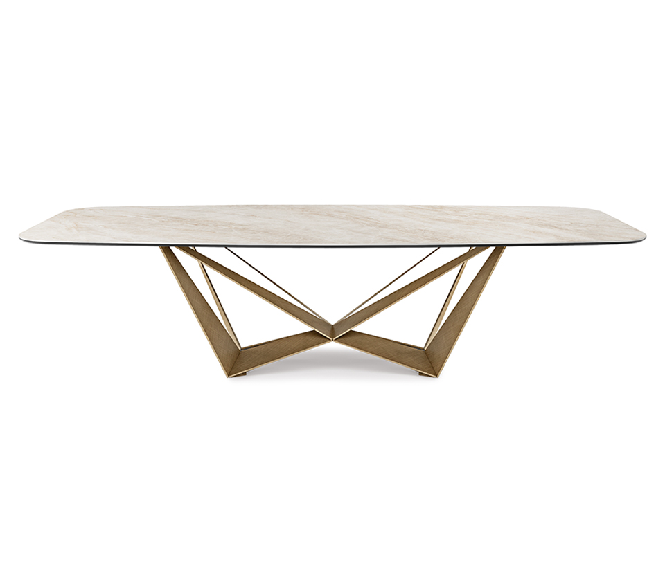 Tavolo Skorpio Keramik con base in acciaio e piano in ceramica vista frontale