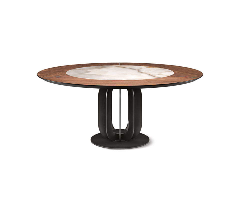 Tavolo SOHO Ker-Wood vista frontale con inserto ceramico