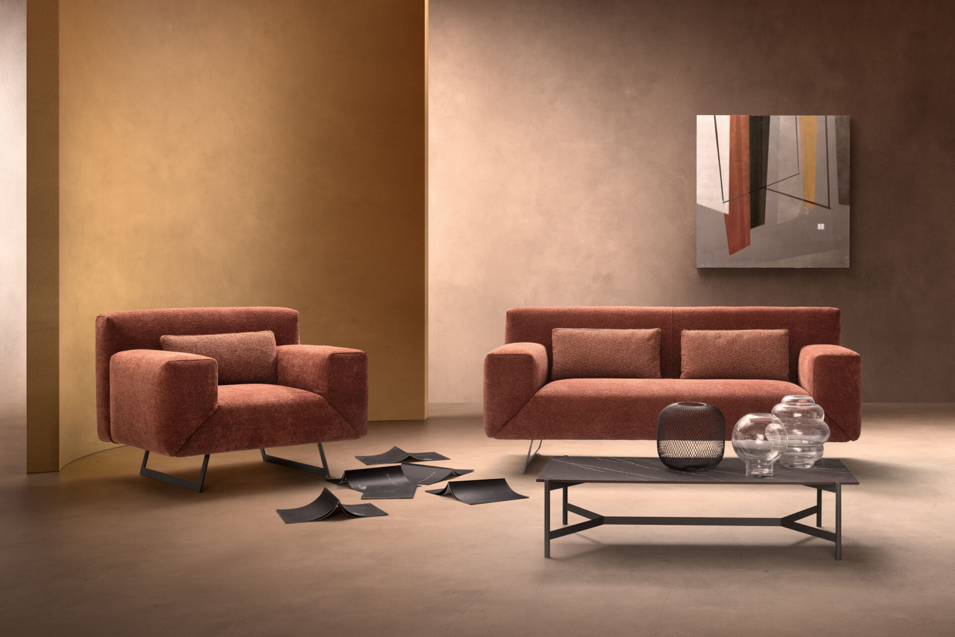 Divano Spin Samoa Divani configurazione con pouf