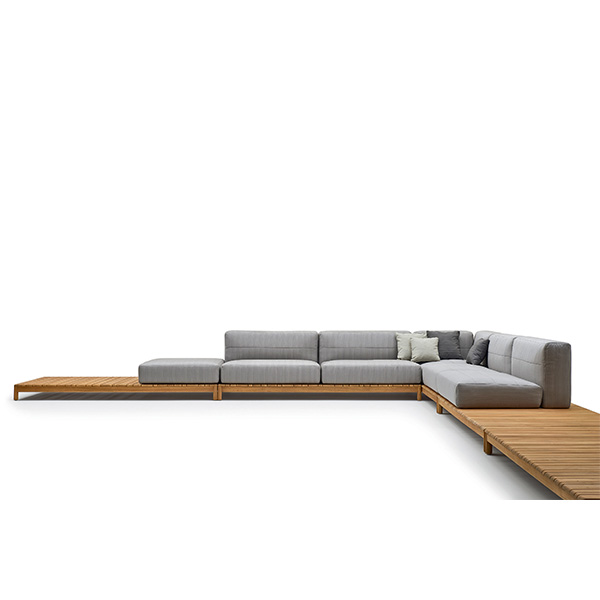 Divano modulare Barcode Varaschin in teak e vetro