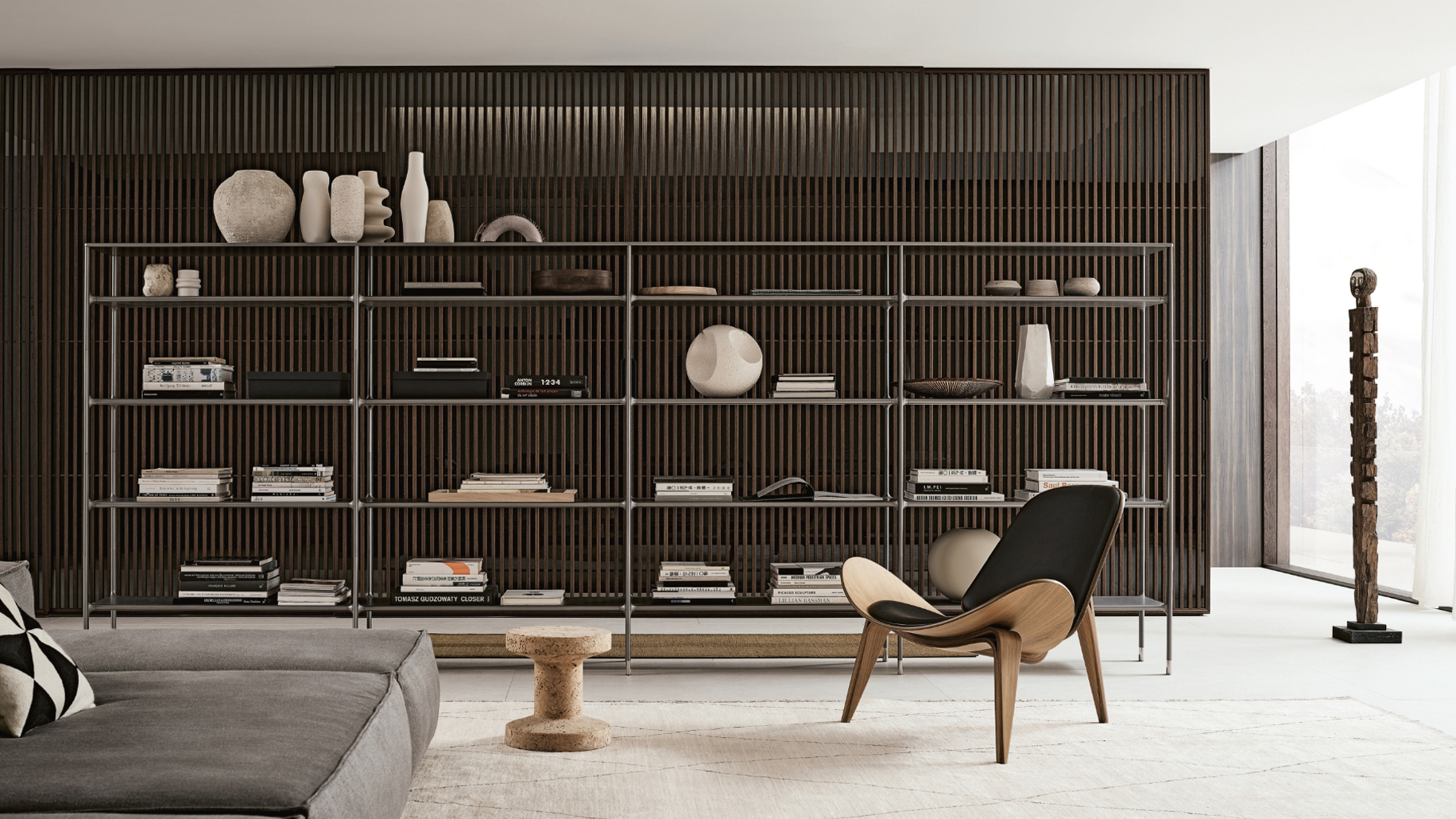 Libreria Wind vista frontale con finiture eleganti